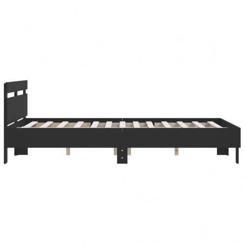Sengeramme med sengegavl 140×190 cm i sort konstrueret træ
