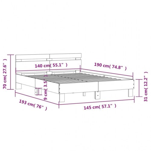 Sengeramme med sengegavl 140×190 cm i sort konstrueret træ