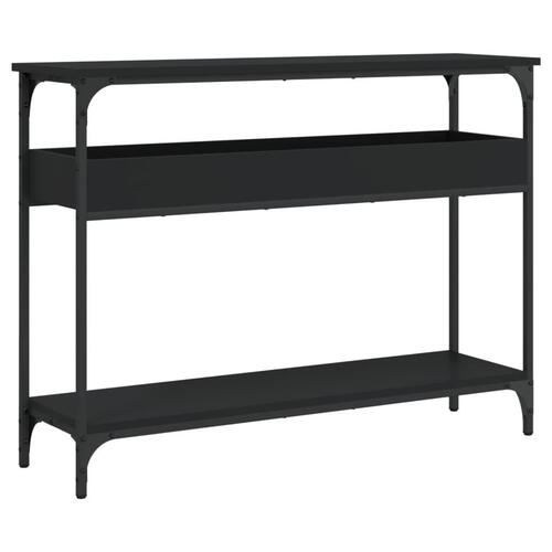Konsolbord med hylde 100x29x75 cm konstrueret træ sort