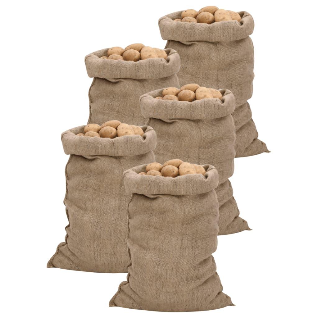 Jutesække 5 stk. 60x105 cm 100 % jute 340 g/m2