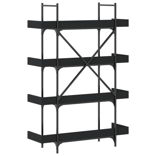 Bogreol med 4 hylder 100x33x108,5 cm konstrueret træ sort