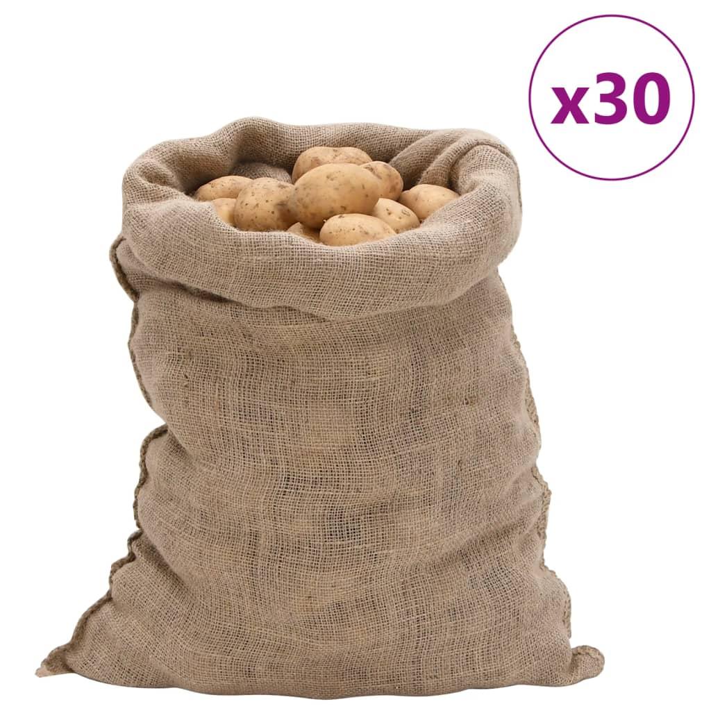 Jutesække 30 stk. 60x105 cm 100 % jute 220 g/m2