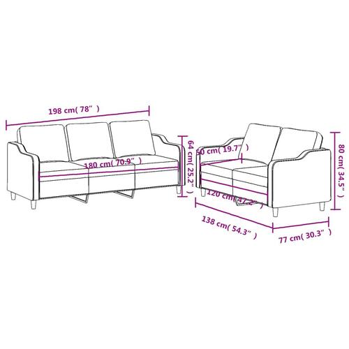 2 personers sofa med hynder stof sort