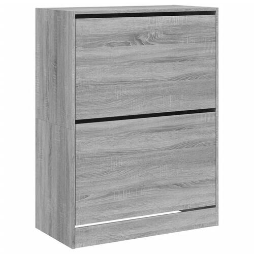Skoskab med 2 vippeskuffer 80x42x108 cm grå sonoma-eg