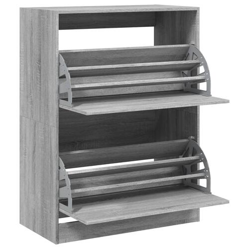 Skoskab med 2 vippeskuffer 80x42x108 cm grå sonoma-eg