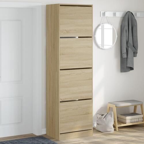 Skoskab med 4 vippeskuffer 60x42x204 cm sonoma-eg