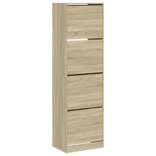 Skoskab med 4 vippeskuffer 60x42x204 cm sonoma-eg