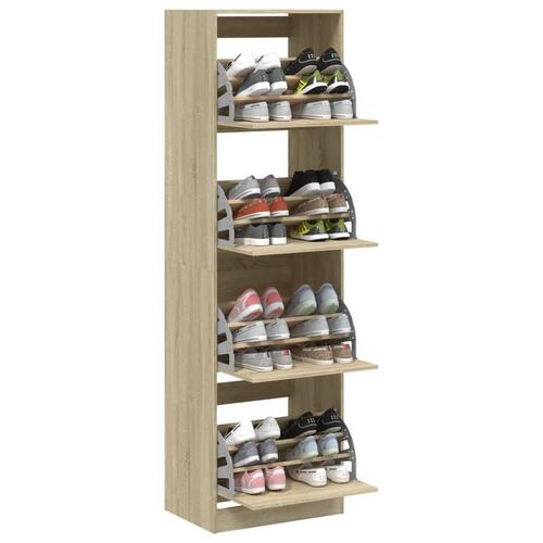 Skoskab med 4 vippeskuffer 60x42x204 cm sonoma-eg