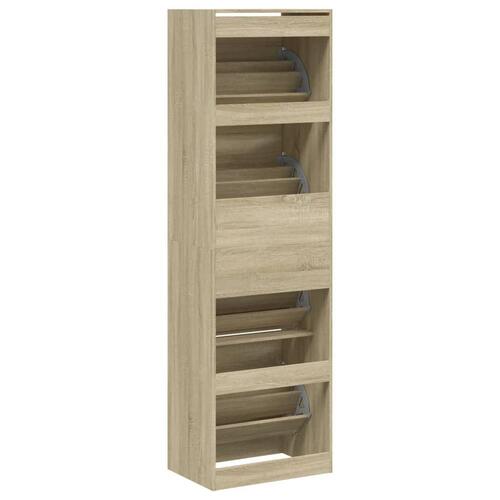 Skoskab med 4 vippeskuffer 60x42x204 cm sonoma-eg