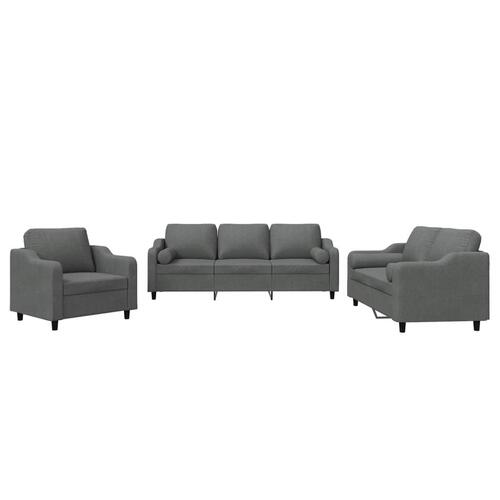 3 personers sofa med puder stof mørkegrå
