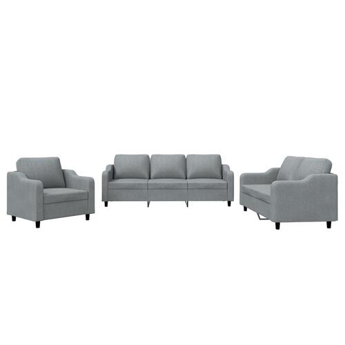 3 personers sofa med hynder stof lysegrå