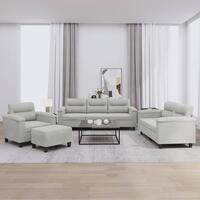 Sofasæt 4 dele med hynder mikrofiberstof lysegrå