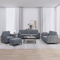 Sofasæt 4 dele med puder velour mørkegrå
