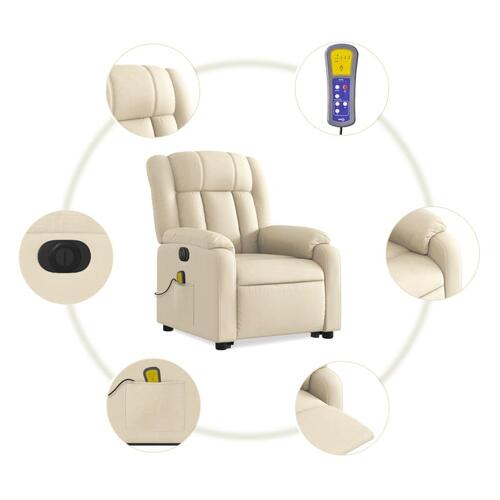 Elektrisk massagestol med løftefunktion cremefarvet