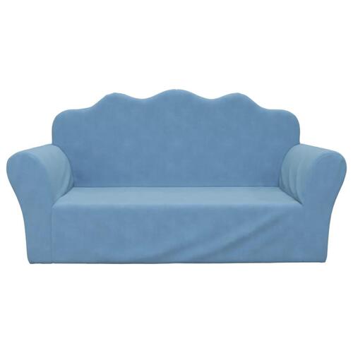 2-personers sofa blødt plys blå