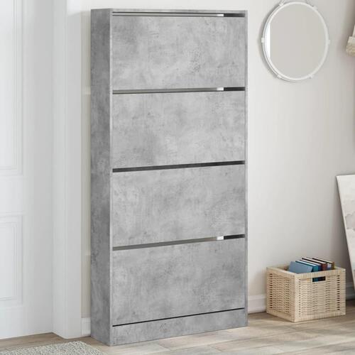 Skoskab med 4 vippeskuffer 80x21x163,5 cm betongrå