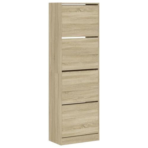Skoskab med 4 vippeskuffer 60x34x187,5 cm sonoma-eg