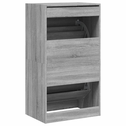 Skoskab med 2 vippeskuffer 60x42x108 cm grå sonoma-eg