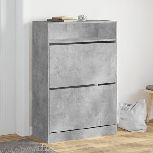 Skoskab med 2 vippeskuffer 80x34x116 cm betongrå