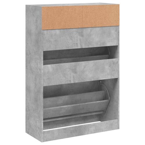 Skoskab med 2 vippeskuffer 80x34x116 cm betongrå