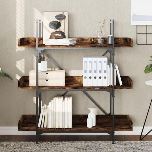 Bogreol med 3 hylder 100x33x108,5 cm konstrueret træ røget eg