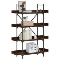 Bogreol med 4 hylder 100x33x145,5 cm konstrueret træ røget eg