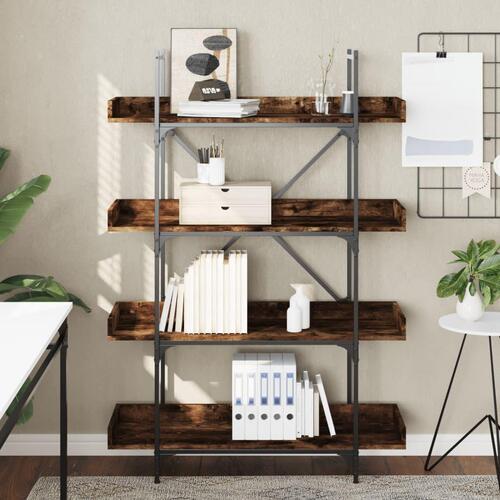 Bogreol med 4 hylder 100x33x145,5 cm konstrueret træ røget eg
