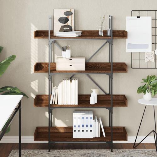 Bogreol med 4 hylder 100x33x145,5 cm konstrueret træ brunt eg