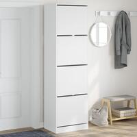 Skoskab med 4 vippeskuffer 60x42x204 cm hvid