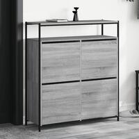 Skoskab med 4 vippeskuffer 100x34x112 cm grå sonoma-eg