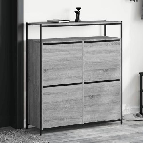 Skoskab med 4 vippeskuffer 100x34x112 cm grå sonoma-eg