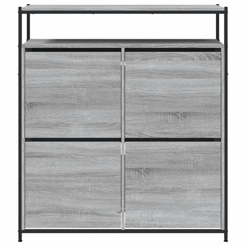 Skoskab med 4 vippeskuffer 100x34x112 cm grå sonoma-eg