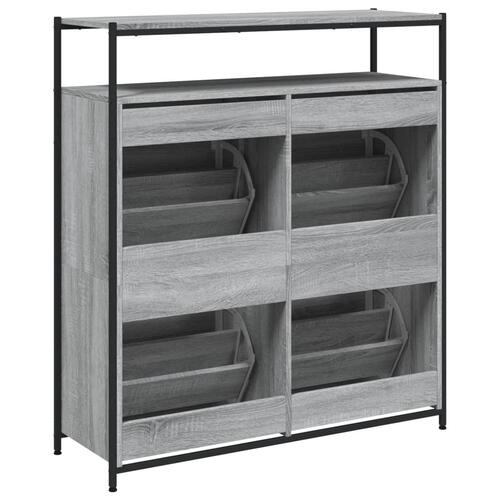 Skoskab med 4 vippeskuffer 100x34x112 cm grå sonoma-eg