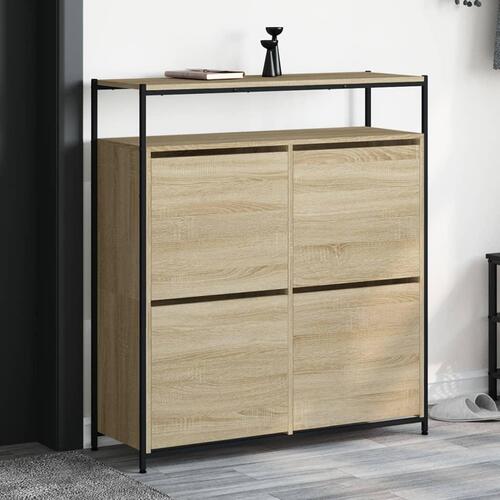 Skoskab med 4 vippeskuffer 100x34x112 cm sonoma-eg