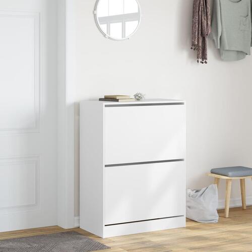 Skoskab med 2 vippeskuffer 80x42x108 cm hvid