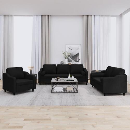 3 personers sofa med puder stof sort