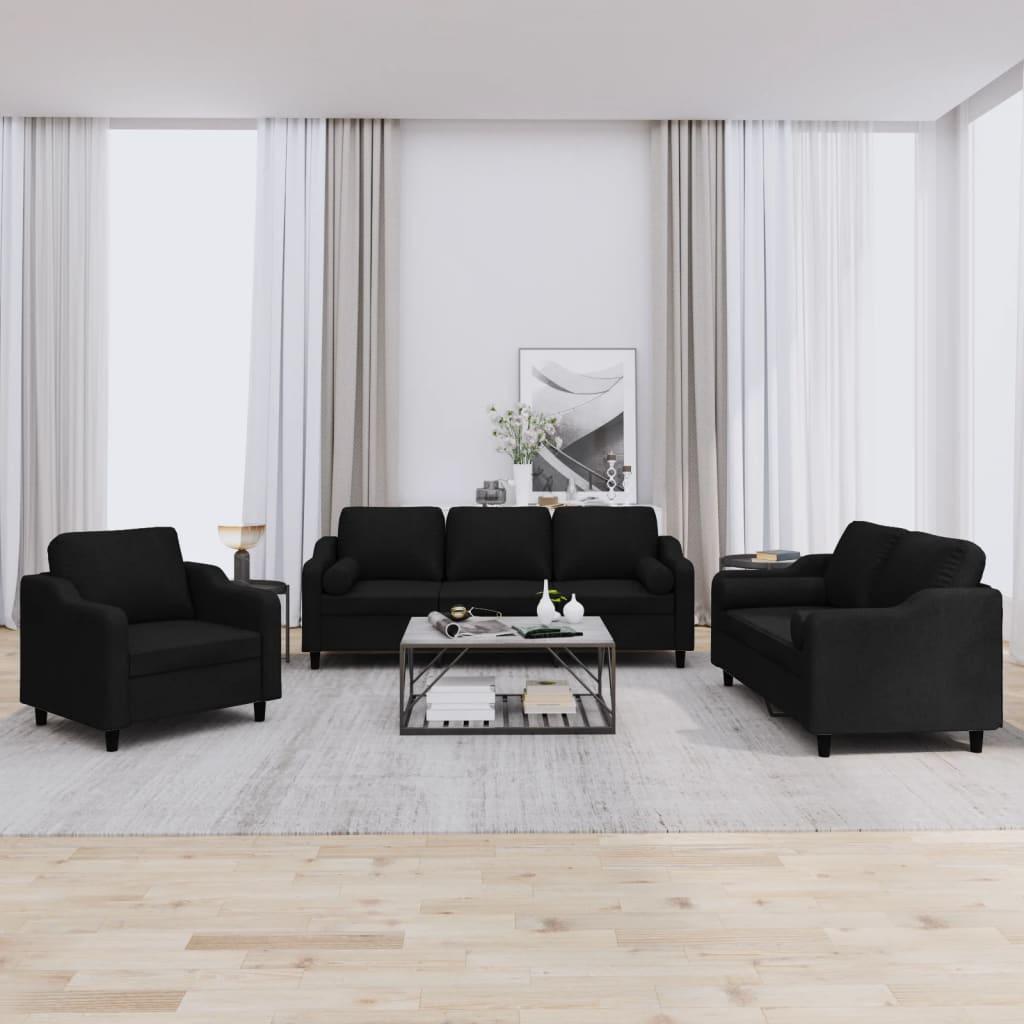 3 personers sofa med puder stof sort