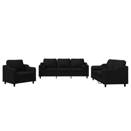 3 personers sofa med puder stof sort