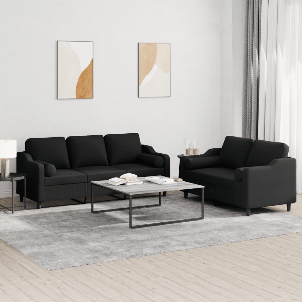 2 personers sofa med puder stof sort