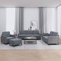 Sofasæt 4 dele velour mørkegrå