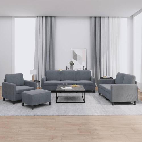 Sofasæt 4 dele velour mørkegrå