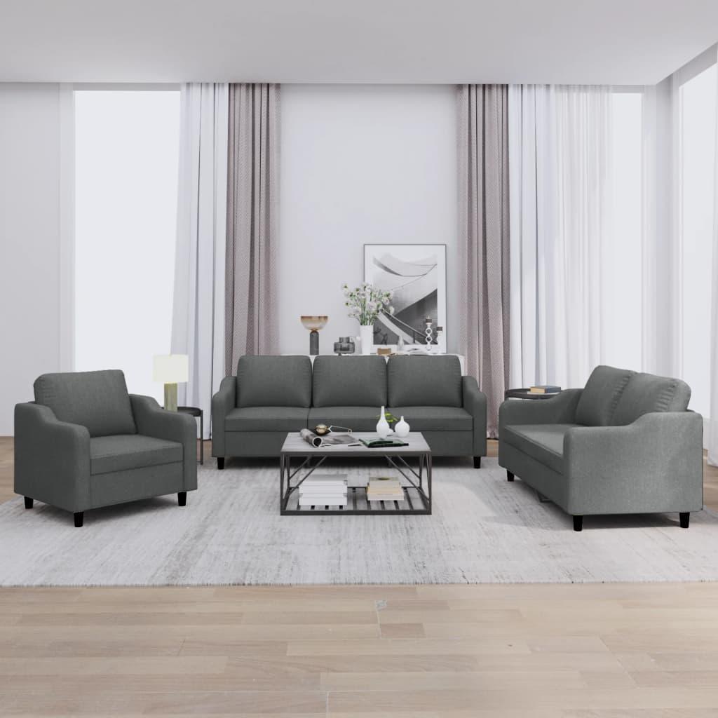 3 personers sofa med hynder stof mørkegrå