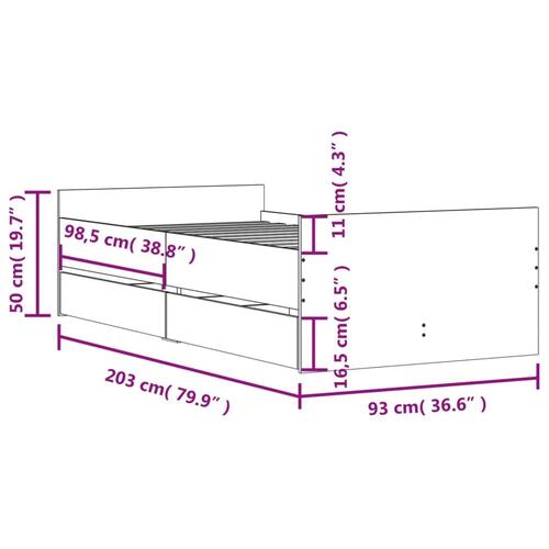 Sengeramme med skuffer 90x200 cm hvid