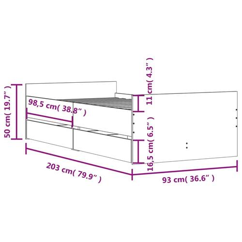 Sengeramme med skuffer 100x200 cm sonoma-eg