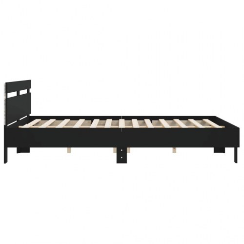 Sengeramme med sengegavl og RGB LED-lys 180×200 cm - sort