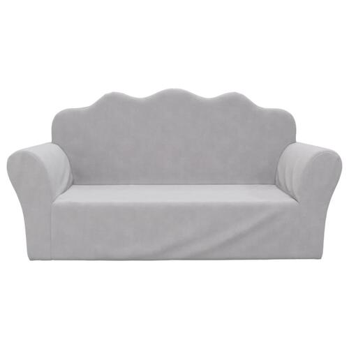 2-personers sofa til børn blødt plys lysgrå