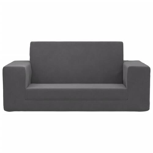 2-personers sovesofa til børn blødt plys antracitgrå
