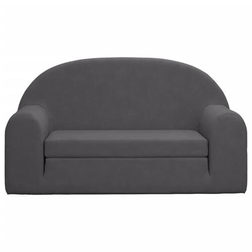 2-personers sovesofa til børn blødt plys antracitgrå