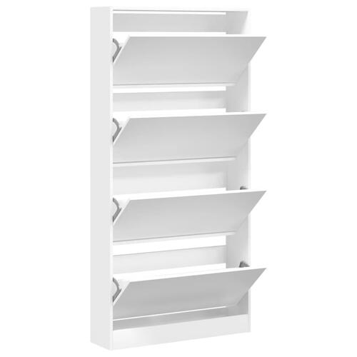 Skoskab med 4 vippeskuffer 80x21x163,5 cm hvid