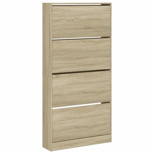 Skoskab med 4 vippeskuffer 80x21x163,5 cm sonoma-eg